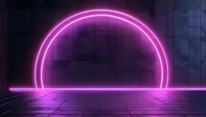 Wall Mural - Futuristic Dark Background with Purple Neon Lines and Ample Copy Space