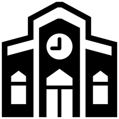 Sticker - university or college building solid icon