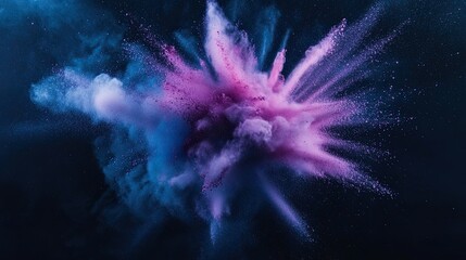 Wall Mural - Vivid explosion of powder on a dark background, showcasing dynamic abstract art with stunning visual impact.