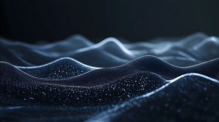 Poster - A dark, minimalist digital landscape with floating abstract shapes that pulse with light, symbolizing the deep gratitude for AI advancements, creating a harmonious connection between technology and
