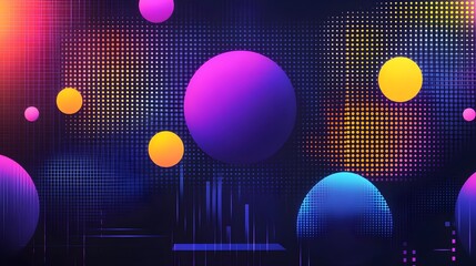 Wall Mural - Colorful abstract spheres on a dark background