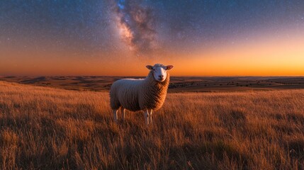 Sheep Under Milky Way