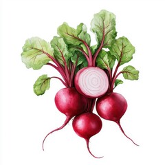 Wall Mural - Watercolor splash of beetroot, isolated on a white background.