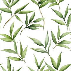 Wall Mural - Watercolor seamless pattern of sugarcane, isolated on a white background.