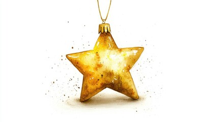 Wall Mural - A gold star ornament hangs from a string