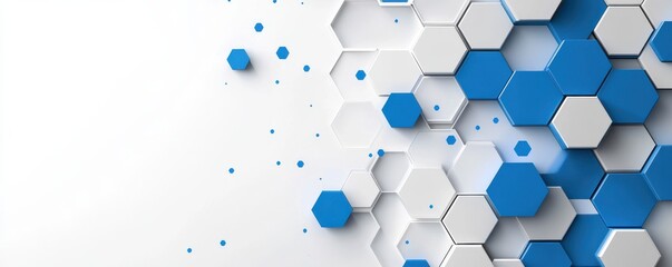 Wall Mural - blue and white hexagonal pattern on a white background displaying modern geometric structure