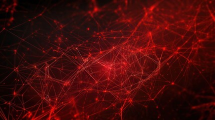 abstract red tech background dynamic network system artificial neural connections digital illustration