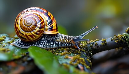 dynamic rush of a snail gliding swiftly through a vibrant landscape