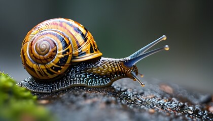 Wall Mural - dynamic rush of a snail gliding swiftly through a vibrant landscape