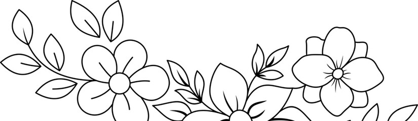 Wall Mural - Decorative Floral Border Line Art