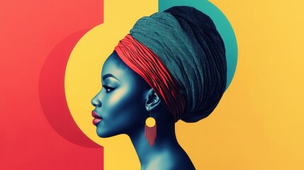 Wall Mural - African Woman in a Headscarf.