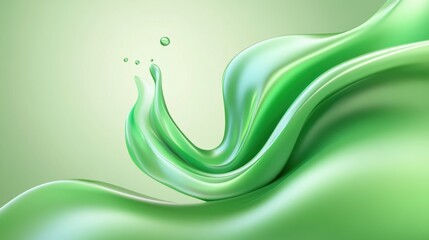 Wall Mural - Elegant green liquid backdrop with swirling textures and a vibrant sheen, ideal for a modern and fluid design space