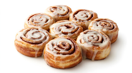 Sticker - Glazed cinnamon roll with gooey icing on top water color, isolated on white background