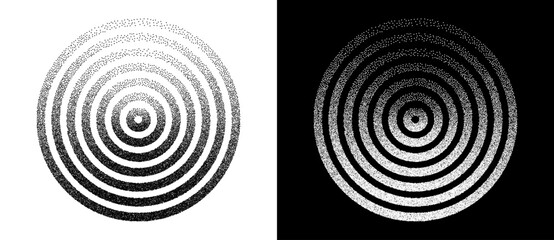 Poster - Abstract background with dotted circles. Black shapes on a white background and the same white shapes on the black side.