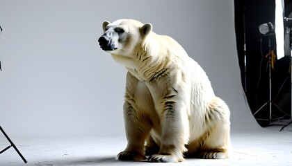 Wall Mural - Majestic polar bear posed gracefully against a pristine white backdrop