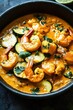 © jodoto - Delicious Shrimp Curry in a Creamy Coconut Sauce Garnished with Fresh Herbs and Lime