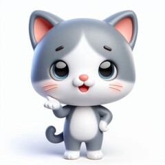 Wall Mural - 3d white cat