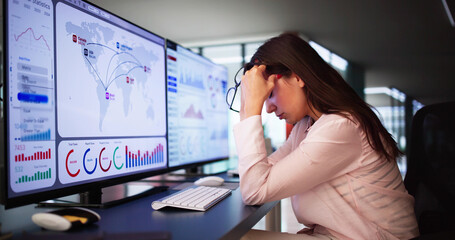 Wall Mural - Stressed Accountant: An Unhappy Woman