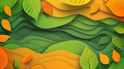 Wall Mural - Abstract leaves create a unique wallpaper, a design that echoes natural patterns. Green artwork, a depiction of leaf textures.