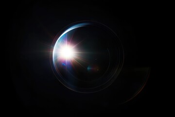 Wall Mural - Optical lens flare on black background.