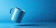 © InspireStock Gallery - Minimalist blank mug floating in realistic blue rendering