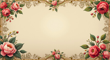 Wall Mural - frame with flowers and butterflies