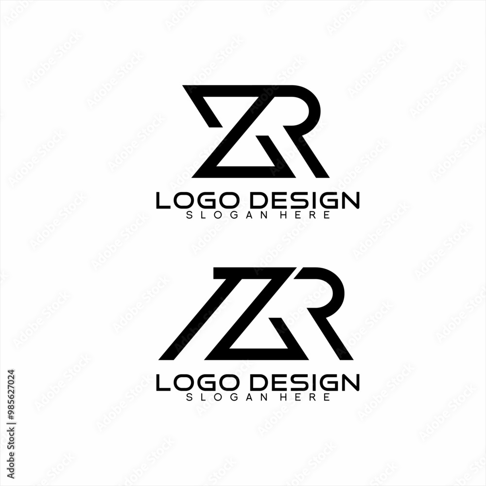 Simple abstract letter ZR, NGR, NZR logo design.