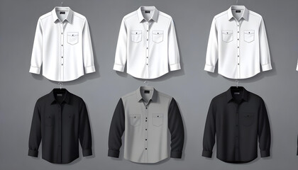 Canvas Print - black white button up shirt with a collar mockup