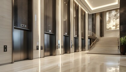 Wall Mural - Sleek elevator button panel showcasing sophistication in a contemporary building lobby design