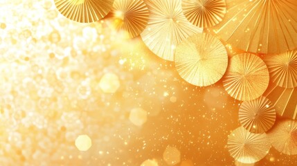 Canvas Print - Gold glitter confetti and festive golden paper circle background.