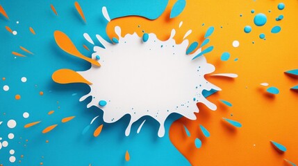 Wall Mural - Abstract background with white, orange and blue paper shapes.