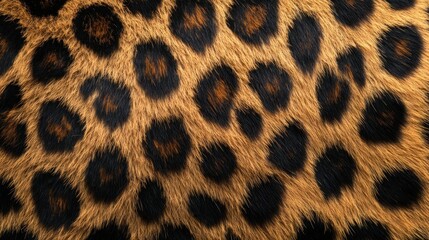 Wall Mural - Close-up shot of a leopard fur with black spots.