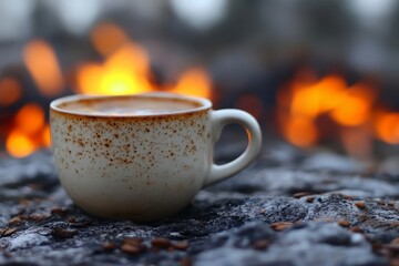 Wall Mural - cup of coffee on fire