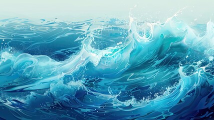 Summer wallpaper with swirling blue water shapes and splashes layered over a smooth gradient backdrop