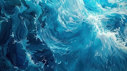 Sharp water splashes in blue and teal layered over a smooth gradient capturing ocean motion