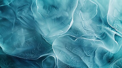 Wall Mural - Cool teal to icy blue winter wallpaper with flowing organic patterns and frosty textures