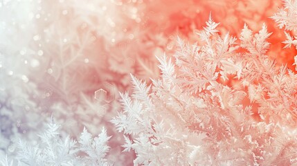 Wall Mural - Soft coral-white gradient winter wallpaper with crystalline ice-like textures