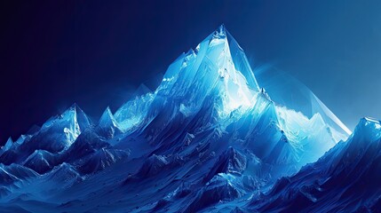 Wall Mural - sharp ice shard patterns and glowing beams on an indigo-white winter backdrop