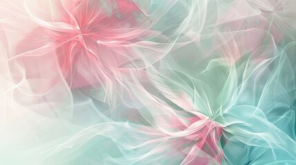 Wall Mural - Abstract spring-themed wallpaper with pink to turquoise gradient and patterns