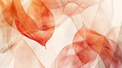 Sophisticated wallpaper with warm subdued colors and translucent autumn leaf shapes