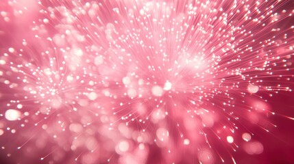 Canvas Print - Abstract pink and white glowing lines with bokeh lights background.