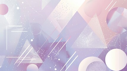 Wall Mural - Abstract triangles and circles in frosty silver and lavender create a winter backdrop