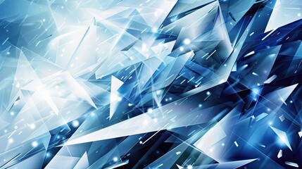 Canvas Print - Sharp triangles and hexagons with crisscrossing lines in icy blue create a vibrant backdrop