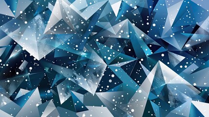 Cool-toned diamonds and triangles with glowing edges in cobalt blue teal and white create a winter wallpaper