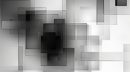 Wall Mural - sleek geometric wallpaper with squares and curving lines in shades of grey and black