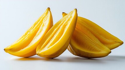 Wall Mural - Fresh Yellow Starfruit Slices Isolated on White Background