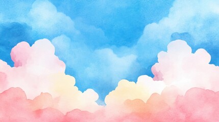 Poster - Watercolor Sky with Clouds.