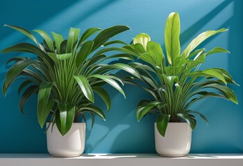 Wall Mural - potted plants with green wall, illustration