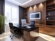 © Agustin - Luxurious executive office with wooden furnishings and leather chair