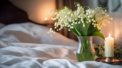 Wall Mural - lily of the valley on the bed